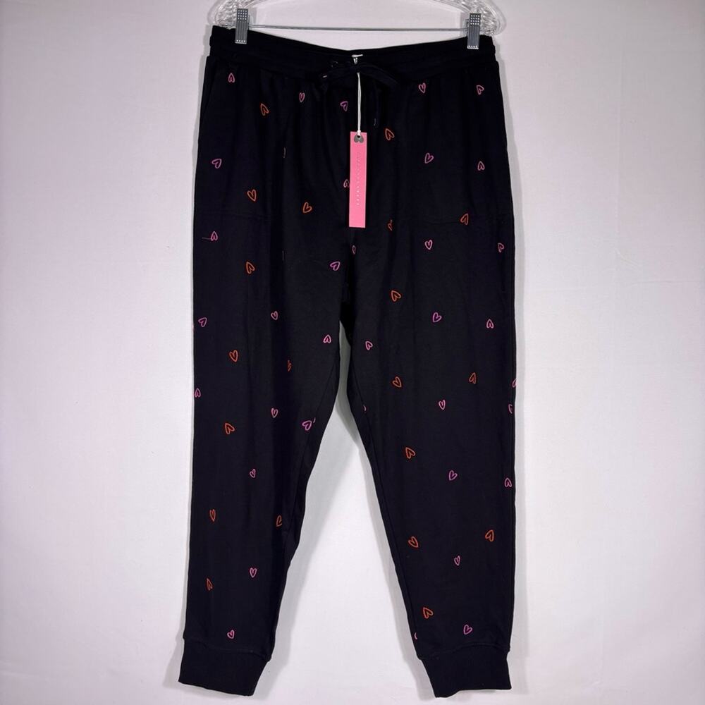 NWT Jane + Delancey Black Joggers with Heart Accents Size Large 0007